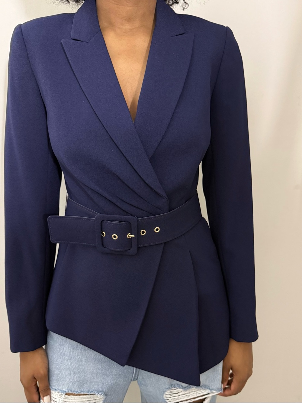 Tahari ASL Blue Belted Blazer